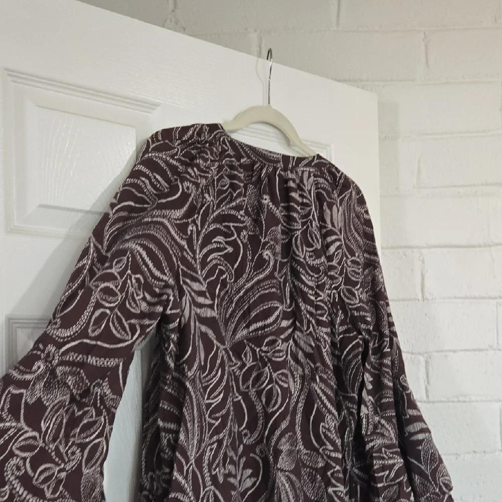 A.N.A A New Approach Brown Floral Long Sleeve Dress Lightweight Size Large
